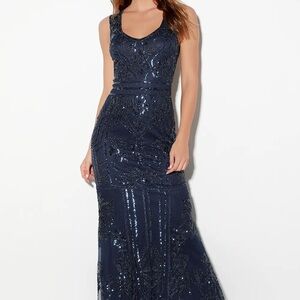 Lulu's Midnight Blue Sequin Maxi Dress